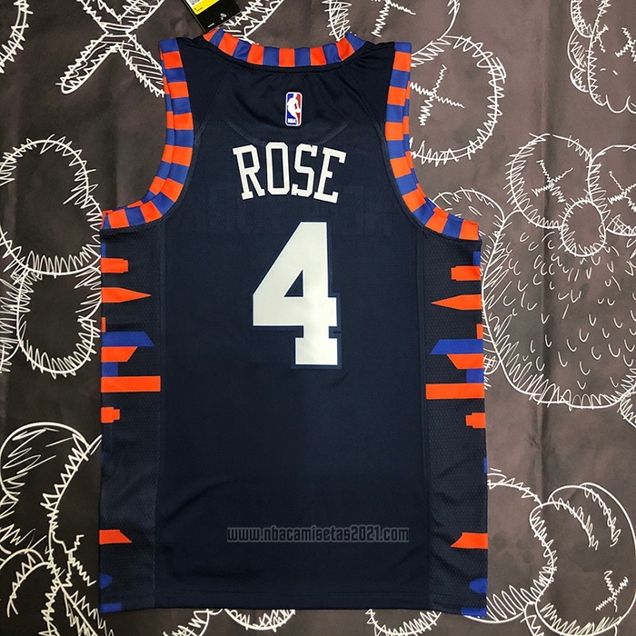 Camiseta New York Knicks Derrick Rose #4 Ciudad Edition 2019-20 Azul